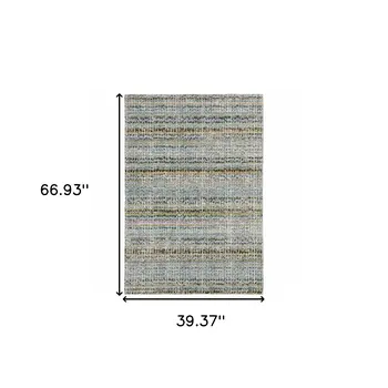 3' X 5' Blue and Ivory Abstract Power Loom Area Rug