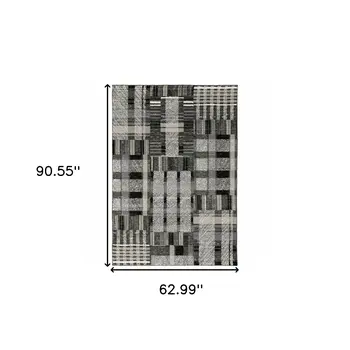 5' X 7' Gray and Black Geometric Power Loom Area Rug