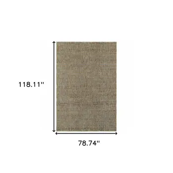 7' X 10' Blue And Gold Geometric Distressed Area Rug