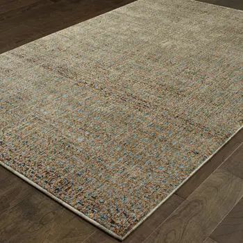 8' X 11' Blue And Gold Geometric Distressed Area Rug