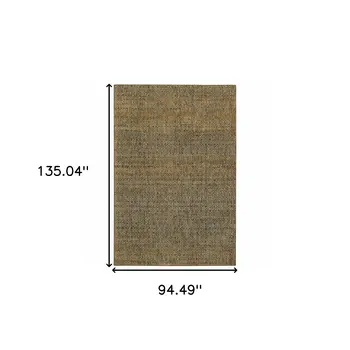 8' X 11' Green And Gold Geometric Distressed Area Rug