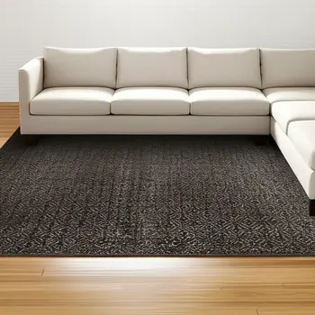 9' X 12' Gray Geometric Power Loom Area Rug