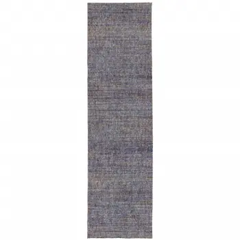 8' Blue And Ivory Runner Rug