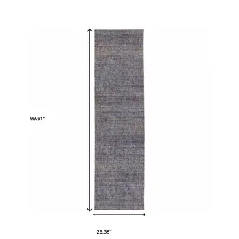 8' Blue And Ivory Runner Rug