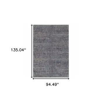 8' X 11' Blue and Ivory Power Loom Area Rug