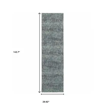 12' Blue Gray And Silver Runner Rug