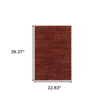 2' X 3' Red and Gray Power Loom Area Rug