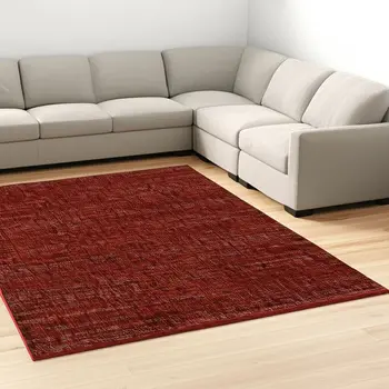 5' X 7' Red and Gray Power Loom Area Rug