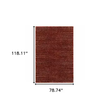 7' X 10' Red and Gray Power Loom Area Rug