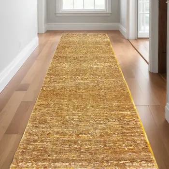 12' Brown And Ivory Runner Rug