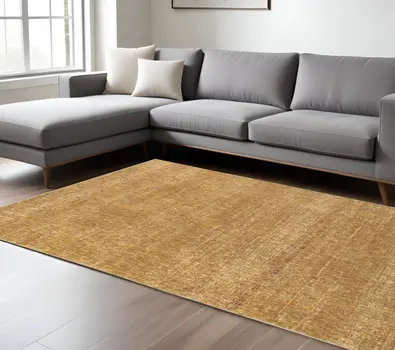 8' X 11' Gold And Yellow Distressed Area Rug