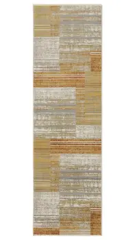 2' X 8' Brown And Ivory Geometric Power Loom Runner Rug With Fringe