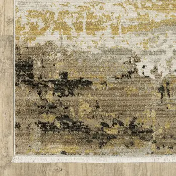 4' X 6' Gray and Black Abstract Power Loom Area Rug With Fringe