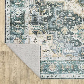 2' X 3' Blue And Ivory Oriental Distressed Area Rug