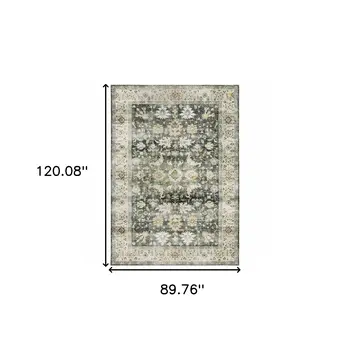 7' X 10' Gray and Ivory Oriental Non Skid Area Rug