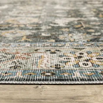 7' X 10' Gray and Ivory Oriental Non Skid Area Rug