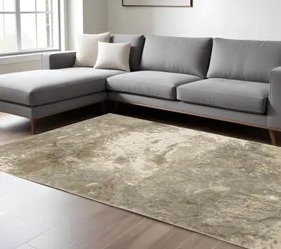 10' X 13' Gray and Ivory Abstract Power Loom Area Rug