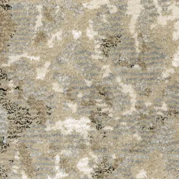 12' Gray Beige And Ivory Abstract Runner Rug