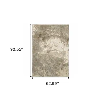 5' X 7' Gray and Ivory Abstract Power Loom Area Rug