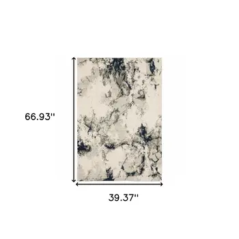 3' X 5' Gray and Black Abstract Power Loom Area Rug