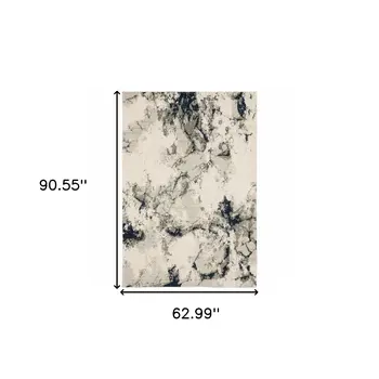 5' X 7' Gray and Black Abstract Power Loom Area Rug