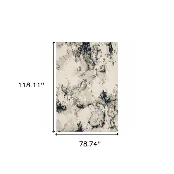 7' X 10' Gray and Black Abstract Power Loom Area Rug