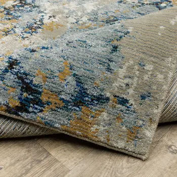 2' X 3' Gray and Ivory Abstract Power Loom Area Rug