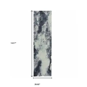 12' Ivory Abstract Runner Rug