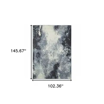 9' X 12' Blue and Ivory Abstract Power Loom Area Rug