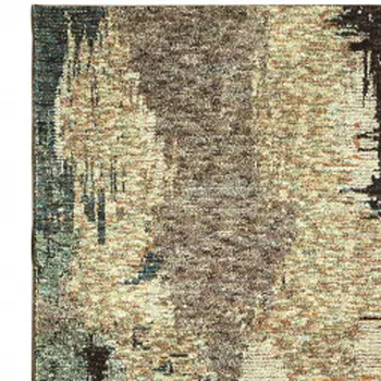 12' Blue And Brown Abstract Runner Rug