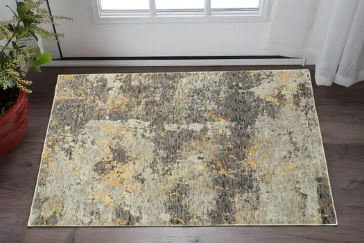 3' X 5' Gray and Ivory Abstract Power Loom Area Rug