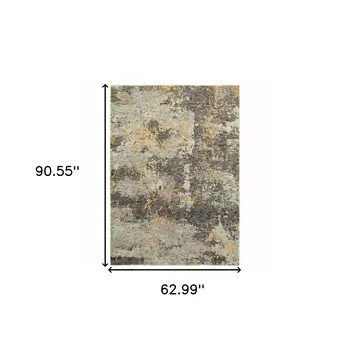 5' X 7' Gray and Ivory Abstract Power Loom Area Rug