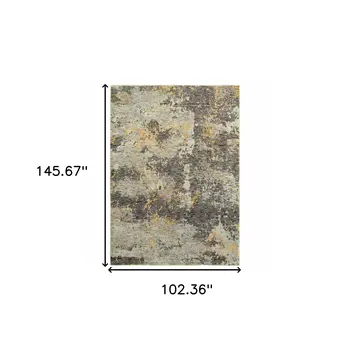 9' X 12' Gray and Ivory Abstract Power Loom Area Rug