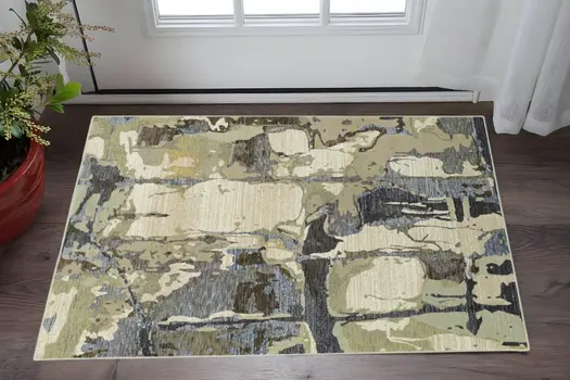 2' X 3' Blue and Gray Abstract Power Loom Area Rug