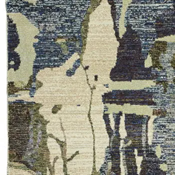 12' Blue And Gray Abstract Runner Rug