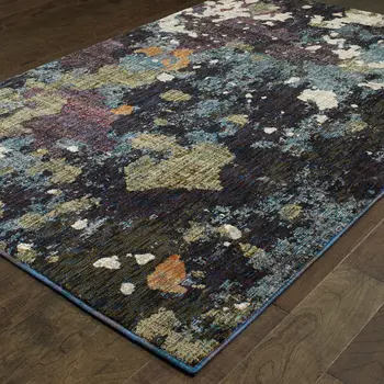 2' X 3' Blue and Green Abstract Power Loom Area Rug