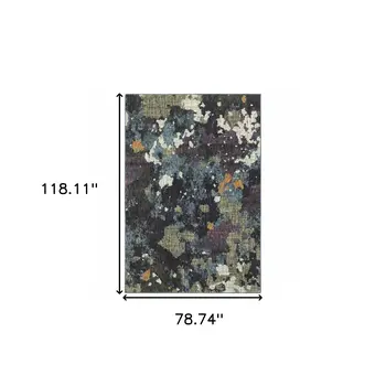 7' X 10' Blue and Green Abstract Power Loom Area Rug