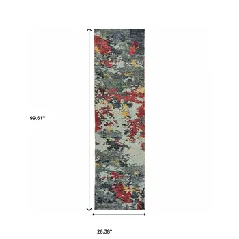 8' Blue Abstract Runner Rug