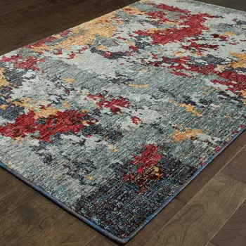 8' X 11' Blue Abstract Power Loom Area Rug