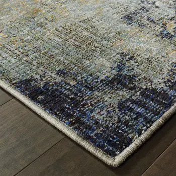 12' Blue Abstract Runner Rug