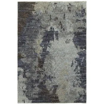 3' X 5' Navy Blue Abstract Power Loom Area Rug