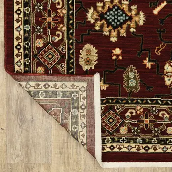12' Red And Ivory Genuine Wool Oriental Runner Rug With Fringe