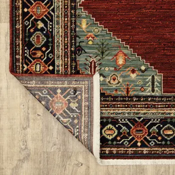 12' Red And Ivory Genuine Wool Oriental Runner Rug With Fringe