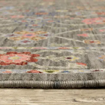 12' Gray And Ivory Genuine Wool Oriental Runner Rug With Fringe