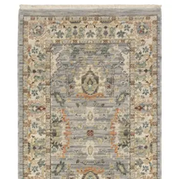 12' Gray And Ivory Genuine Wool Oriental Runner Rug With Fringe