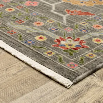 12' Charcoal Genuine Wool Oriental Runner Rug With Fringe