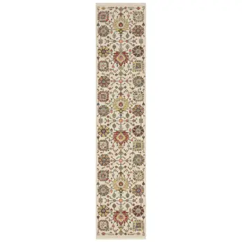 12' Gray And Ivory Genuine Wool Oriental Runner Rug With Fringe