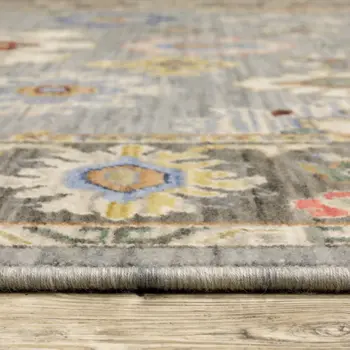 12' Blue And Gray Genuine Wool Oriental Runner Rug With Fringe