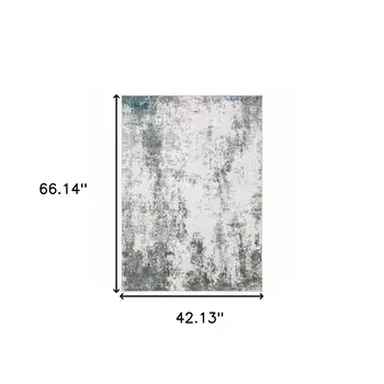 4' X 6' Silver and Gray Abstract Non Skid Area Rug
