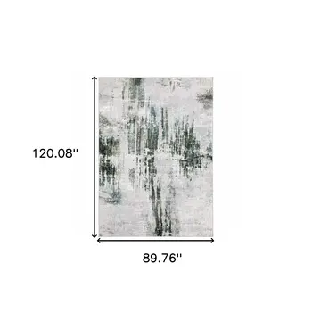 8' X 10' Silver and Gray Abstract Non Skid Area Rug